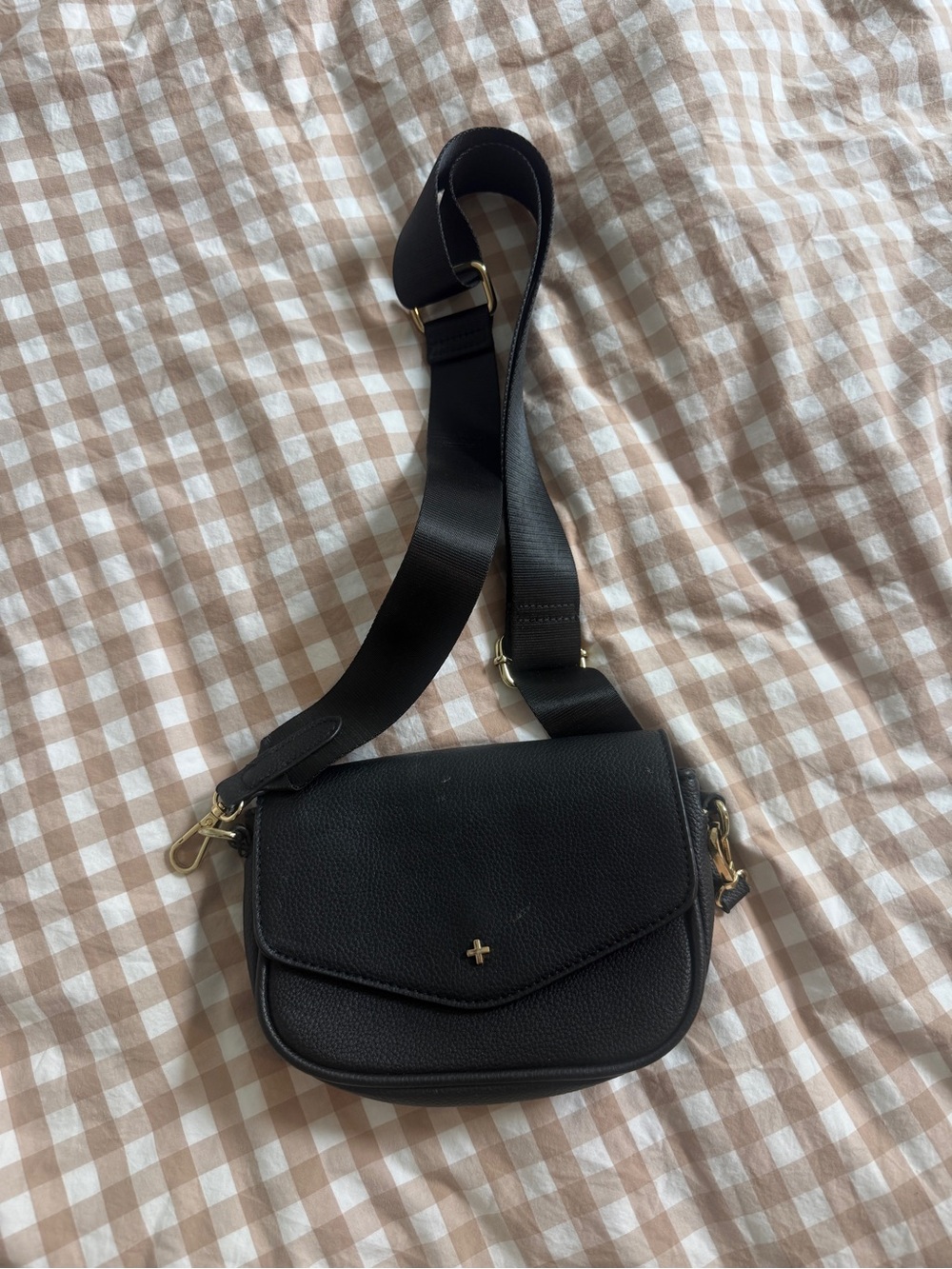 princess polly Black Leather Crossbody Bag with Wide Strap